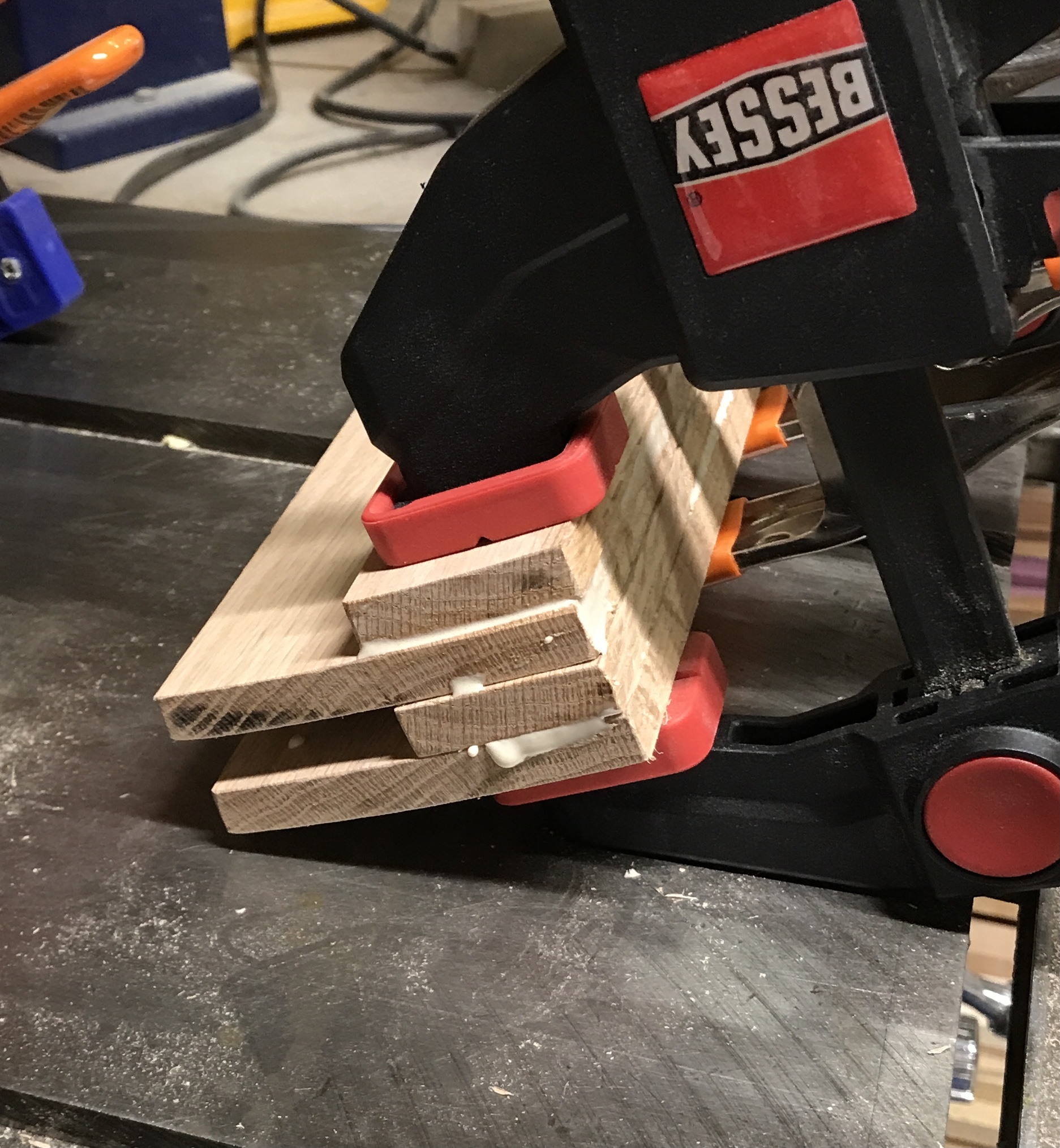 Gluing the smaller boards to the larger